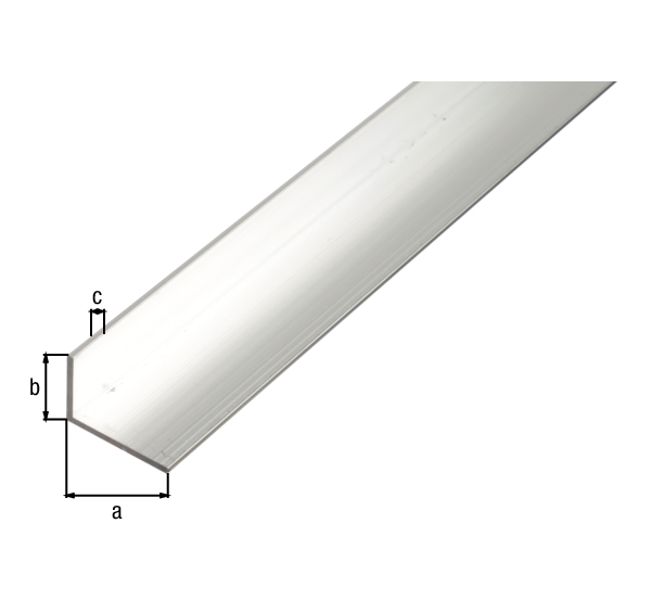 Cornière inégale, Matériau: Aluminium, Finition: brute, Largeur: 65 mm, Hauteur: 35 mm, Épaisseur du matériau: 2,5 mm, Version: côtés inégaux, Longueur: 1000 mm