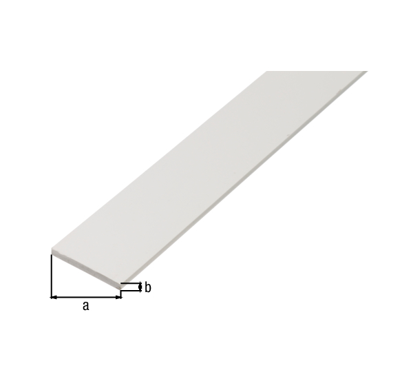 Barra piatta, Materiale: PVC-U, colore bianco, larghezza: 30 mm, Spessore del materiale: 3 mm, Lunghezza: 2600 mm
