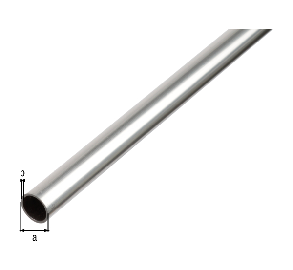 Tubo BA tondo, Materiale: alluminio, superficie: naturale, Ø esterno: 15 mm, Spessore del materiale: 1 mm, Lunghezza: 2600 mm