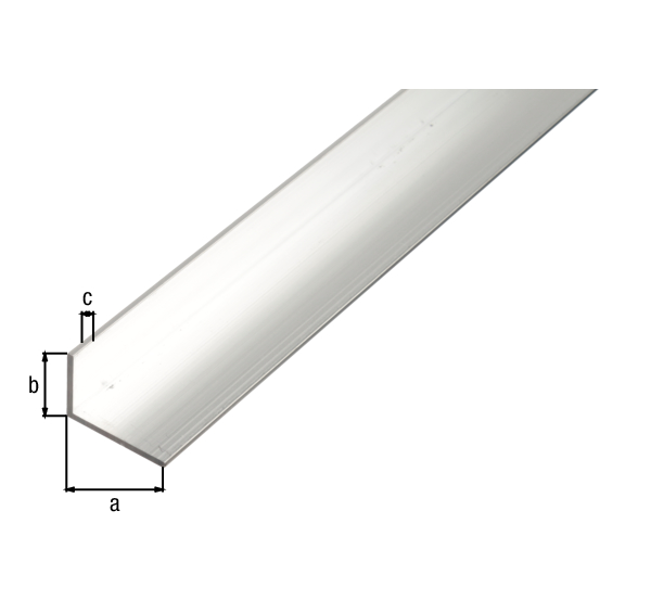 Cornière inégale, Matériau: Aluminium, Finition: brute, Largeur: 40 mm, Hauteur: 20 mm, Épaisseur du matériau: 2 mm, Version: côtés inégaux, Longueur: 2600 mm