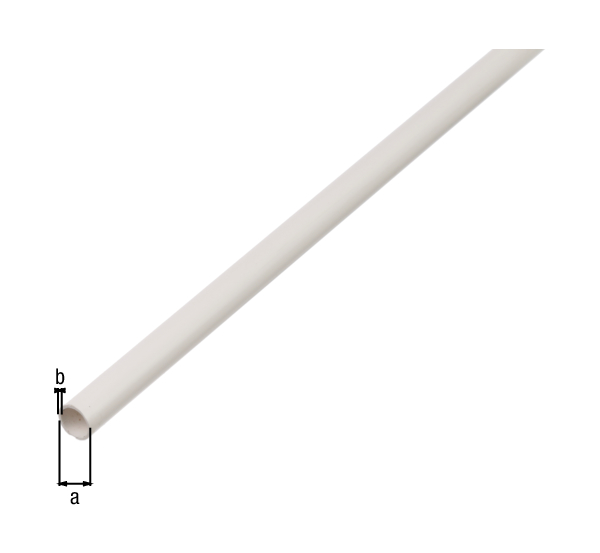 Perfil cilíndrico, Material: PVC-U, color: blanco, Diámetro: 7 mm, Espesura del material: 1 mm, Longitud: 2600 mm
