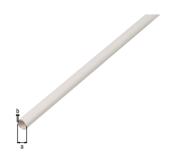 Rundrohr, Material: PVC-U, Farbe: weiß, Durchmesser: 7 mm, Materialstärke: 1 mm, Länge: 2600 mm