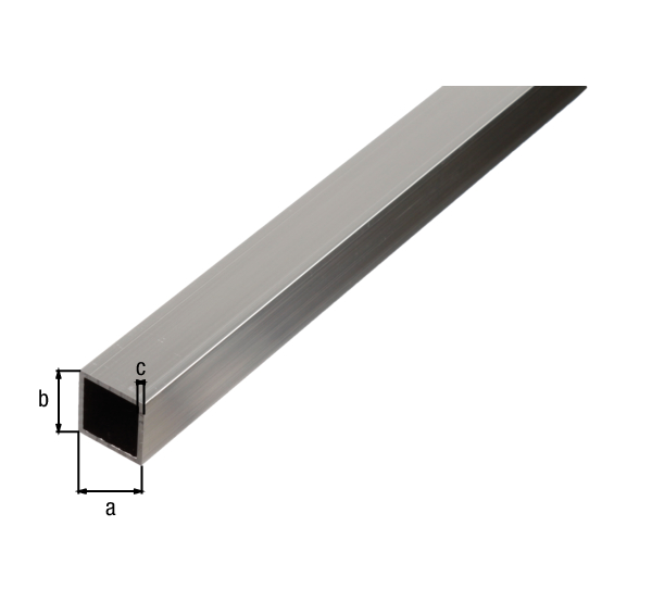 BA-Profil, Vierkant, Material: Aluminium, Oberfläche: natur, Breite: 20 mm, Höhe: 20 mm, Materialstärke: 1,5 mm, Länge: 2600 mm