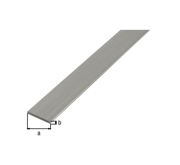 Barra BA piatta, Materiale: alluminio, superficie: naturale, larghezza: 15 mm, Spessore del materiale: 2 mm, Lunghezza: 2600 mm