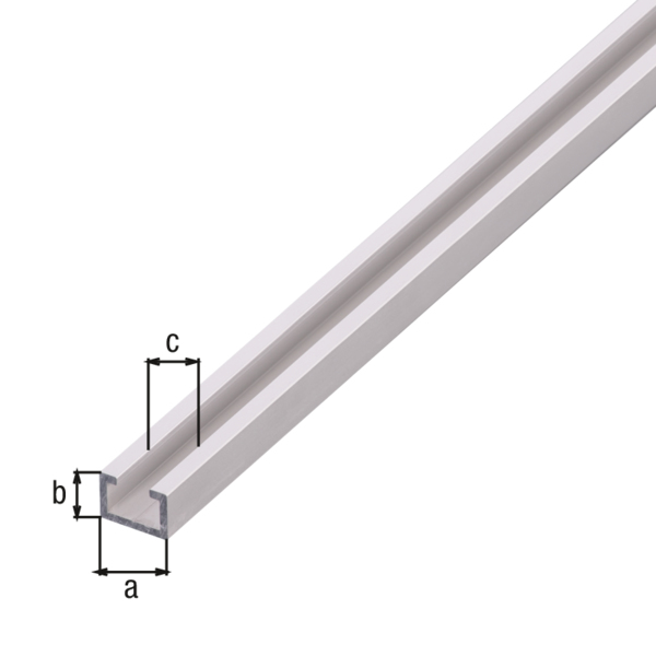 Nutprofil, Material: Aluminium, Oberfläche: silberfarbig eloxiert, Breite: 17 mm, Höhe: 11 mm, Nutbreite: 8 mm, Länge: 1000 mm, Materialstärke: 2,00 mm