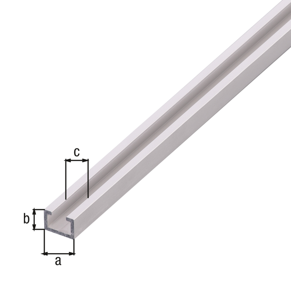 Profilé en C - type rail, Matériau: Aluminium, Finition: couleur argent, anodisée, Largeur: 17 mm, Hauteur: 11 mm, 8 mm, Longueur: 2000 mm, Épaisseur: 2,00 mm