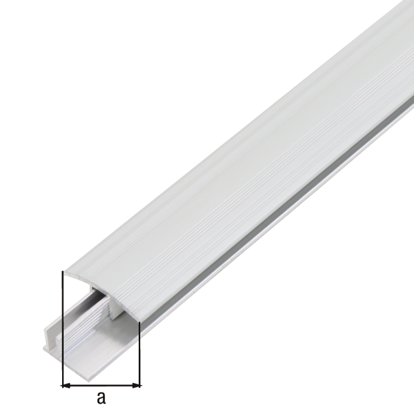 Übergangsprofil Duo, Material: Aluminium, Oberfläche: Trägerprofil: blank, Deckprofil: silberfarbig eloxiert, Breite: 34 mm, für Bodenbelagsstärken: 6 - 13 mm, Länge: 1000 mm, Materialstärke: 1,80 mm, SB-verpackt