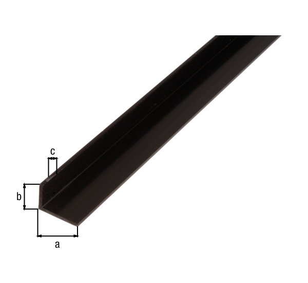 Winkelprofil, Material: PVC-U, Farbe: schwarz, Breite: 40 mm, Höhe: 10 mm, Materialstärke: 2 mm, Ausführung: ungleichschenklig, Länge: 2600 mm