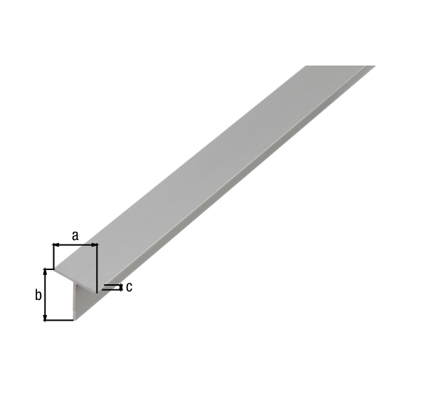 BA-Profil, T-Form, Material: Aluminium, Oberfläche: natur, Breite: 15 mm, Höhe: 15 mm, Materialstärke: 1,5 mm, Länge: 2600 mm