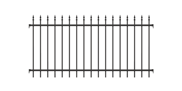 Fence panel Chaussee, Material: Aluminium, Surface: black matt powder-coated, Clear width: 2000 mm, Height: 1000 mm, Traverse: 38 x 25 mm, Filling bar: 16 x 16 mm