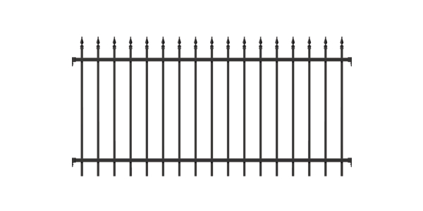 Fence panel Chaussee, Material: Aluminium, Surface: black matt powder-coated, Clear width: 2000 mm, Height: 1200 mm, Traverse: 38 x 25 mm, Filling bar: 16 x 16 mm