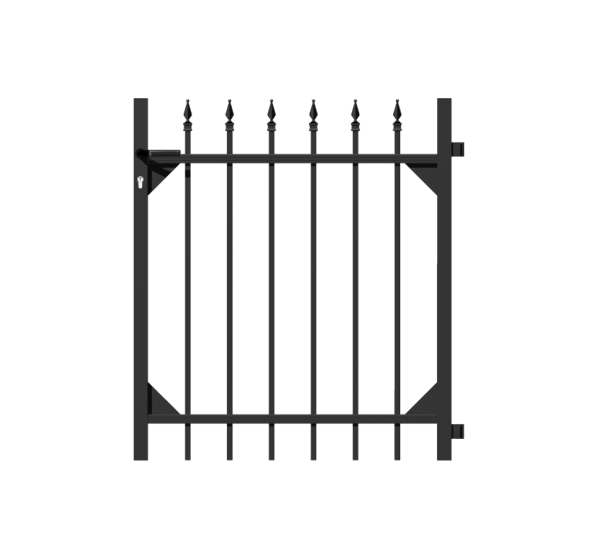 Single gate Chaussee, Material: Aluminium, Surface: black matt powder-coated, for setting in concrete, Nominal width: 1000 mm, Clear width: 965 mm, Height: 1000 mm