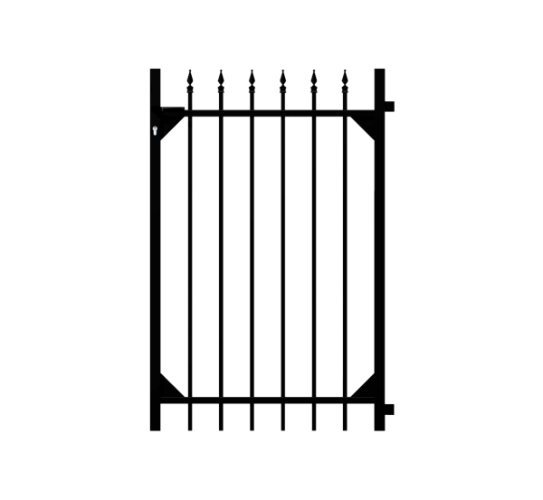 Single gate Chaussee, Material: Aluminium, Surface: black matt powder-coated, for setting in concrete, Nominal width: 1000 mm, Clear width: 965 mm, Height: 1200 mm