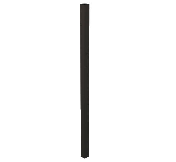 Hook post for aluminium double gates, Material: Aluminium, Surface: black matt powder-coated, for setting in concrete, Length: 1600 mm, Gate height: 1000 mm, Post thickness: 89 x 89 mm, Hole: Ø12.5 mm