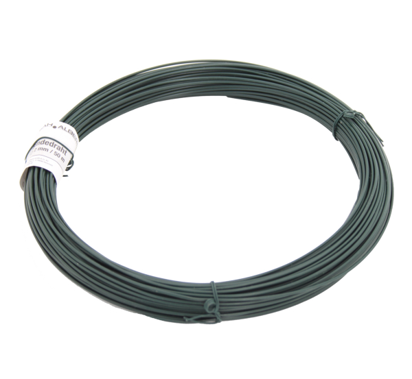 Binding wire, Material: raw steel, Surface: galvanised, green powder-coated, Contents per PU: 50 m, Length: 50 m, Wire Ø: 2 mm, 15-year warranty against rusting through