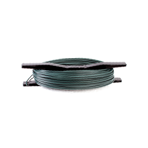 Stitching wire on spindle, Material: raw steel, Surface: galvanised, green powder-coated, Length: 40 m, Wire Ø: 1.5 mm, 15-year warranty against rusting through