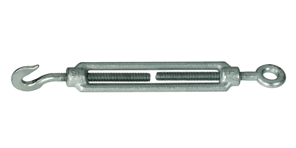 Turnbuckle, Material: raw steel, Surface: galvanised, Min. distance: 200 mm, Max. distance: 280 mm, Thread: M10, 15-year warranty against rusting through