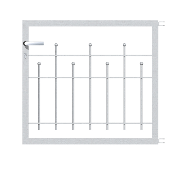 Single gate Madrid, Material: raw steel, Surface: hot-dip galvanised passivated, for setting in concrete, Nominal width: 1000 mm, Clear width: 1000 mm, Height: 800 mm, Frame width: 910 mm, Frame thickness: 40 x 40 mm, 15-year warranty against rusting through