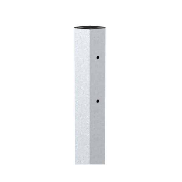 Stop post for single gates Madrid, Material: raw steel, Surface: hot-dip galvanised passivated, for setting in concrete, Length: 1300 mm, Gate height: 800 mm, Post thickness: 60 x 60 mm, 15-year warranty against rusting through