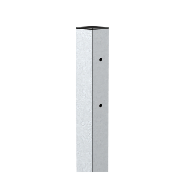 Stop post for single gates Madrid, Material: raw steel, Surface: hot-dip galvanised passivated, for setting in concrete, Length: 1500 mm, Gate height: 1000 mm, Post thickness: 60 x 60 mm, 15-year warranty against rusting through