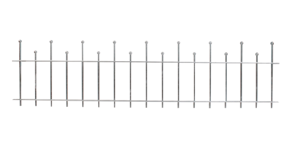 Zaunfeld Madrid, Material: Stahl roh, Oberfläche: feuerverzinkt passiviert, lichte Breite: 2000 mm, Höhe: 495 mm, Traverse: 6 x 25 mm, Anzahl Traversen: 2, 15 Jahre Garantie gegen Durchrosten