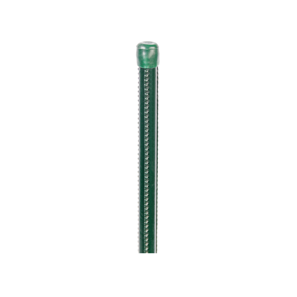 Universal bar, riffled surface, Material: raw steel, Surface: encased in green plastic, Length: 800 mm, Post dia.: 9 mm