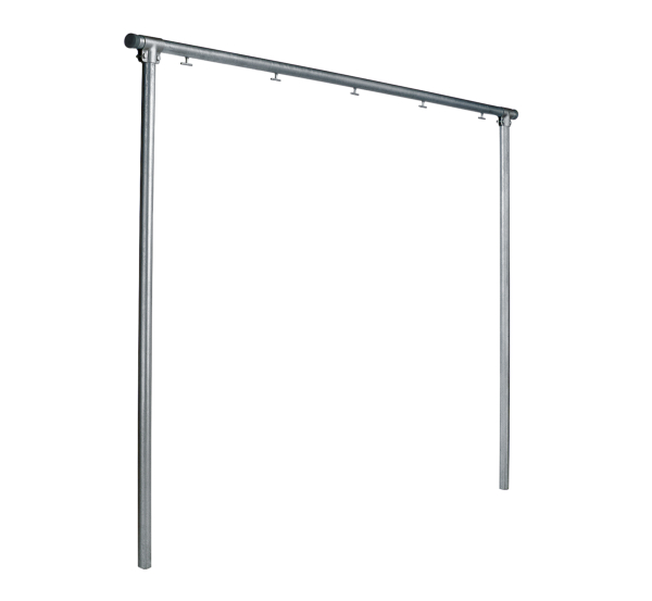 Wäschetrockengerüst, Material: Stahl roh, Oberfläche: verzinkt, zum Einbetonieren, Breite: 3000 mm, Gesamthöhe: 2560 mm, Rohr-Ø: 60 mm, Anzahl Haken: 5, 15 Jahre Garantie gegen Durchrosten