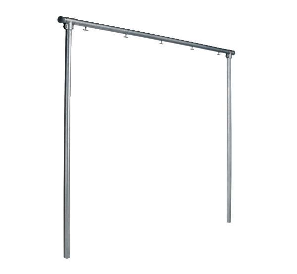 Wäschetrockengerüst, Material: Stahl roh, Oberfläche: verzinkt, zum Einbetonieren, Breite: 4000 mm, Gesamthöhe: 2560 mm, Rohr-Ø: 60 mm, Anzahl Haken: 7, 15 Jahre Garantie gegen Durchrosten