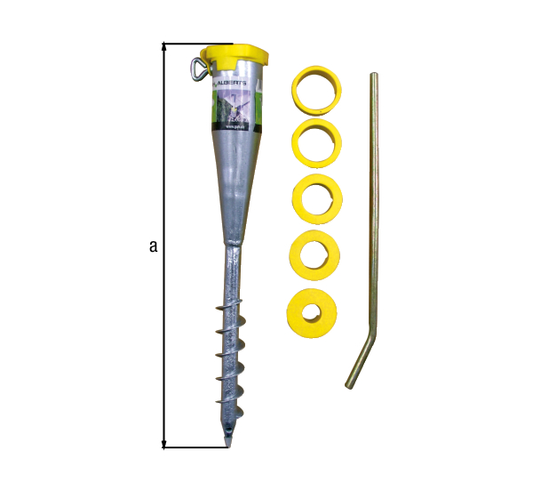 Einschraub-Bodenhülse für Rohre, für alle Standrohre von Ø25 bis 65 mm geeignet, Material: Stahl roh, Oberfläche: feuerverzinkt, Gesamtlänge: 560 mm, 15 Jahre Garantie gegen Durchrosten