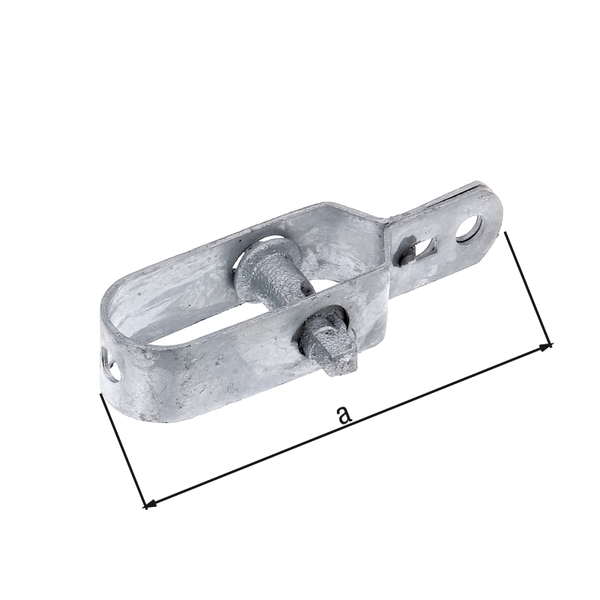 Wire tensioner with weld nut, Material: raw steel, Surface: hot-dip galvanised, Total length: 100 mm, Size: 2, Material thickness: 2.00 mm, 15-year warranty against rusting through