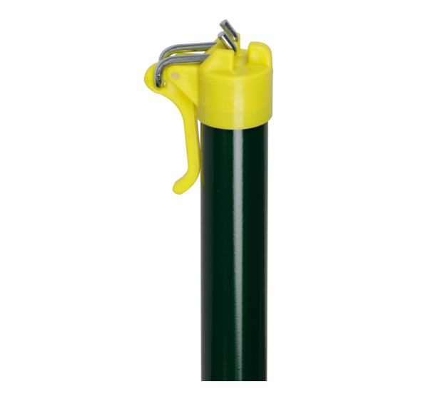 Clothesline post with line tensioner head, Material: raw steel, Surface: zinc phosphate plated, green powder-coated RAL 6005, Tube length: 2000 mm, Tube Ø: 42 mm, 10-year warranty against rusting through