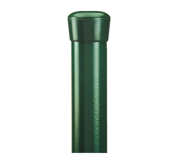 Fence post for ornamental grille Deco and ornamental mesh Rondo, Material: raw steel, Surface: zinc phosphate plated, green powder-coated RAL 6005, Length: 900 mm, Post dia.: 28 mm, 10-year warranty against rusting through