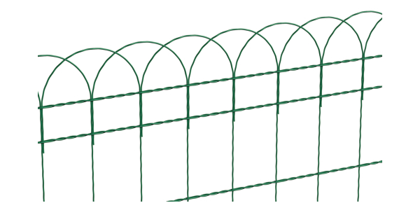 Ornamental mesh Rondo, Material: raw steel, Surface: galvanised, green powder-coated, Contents per PU: 10 m, Length: 10 m, Height: 650 mm, Mesh width: 150 x 90 mm, Wire Ø: 2.4 / 3 mm, 15-year warranty against rusting through