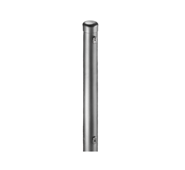 Zaunpfosten, gebohrt, gerade, für Maschendrahtgeflechte, Material: Stahl roh, Oberfläche: feuerverzinkt, zum Einbetonieren, Länge: 2000 mm, Pfosten-Ø: 48 mm, Wandstärke: 1,5 mm, Anzahl Drahthalter: 3, 15 Jahre Garantie gegen Durchrosten