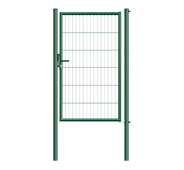 Stabgitter-Einzeltor Garden, Material: Stahl roh, Oberfläche: zinkphosphatiert, grün kunststoffbeschichtet RAL 6005, zum Einbetonieren, Breite von Mitte zu Mitte Pfosten: 1000 mm, Höhe: 1500 mm, Pfostenlänge: 2000 mm, Pfosten-Ø: 60 mm, Rahmenstärke-Ø: 42 mm, Material Füllung: 50 x 250 mm, 10 Jahre Garantie gegen Durchrosten