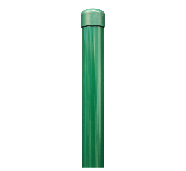 Fence post, undrilled, for fence post spikes, Material: raw steel, Surface: zinc phosphate plated, green powder-coated RAL 6005, Length: 1415 mm, Post dia.: 34 mm, 10-year warranty against rusting through