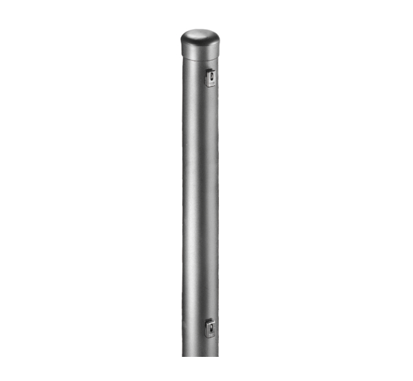 Zaunpfosten, gebohrt, gerade, für Maschendrahtgeflechte, Material: Stahl roh, Oberfläche: feuerverzinkt, zum Einbetonieren, Länge: 2000 mm, Pfosten-Ø: 60 mm, Wandstärke: 1,75 mm, Anzahl Drahthalter: 3, 15 Jahre Garantie gegen Durchrosten
