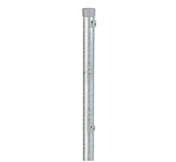Zaunpfosten für Maschendrahtzäune, Material: Stahl roh, Oberfläche: feuerverzinkt, zum Einbetonieren, Länge: 1500 mm, Pfosten-Ø: 42 mm, Geflechthöhe: 1000 mm, 15 Jahre Garantie gegen Durchrosten