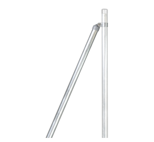 Brace, Material: raw steel, Surface: hot-dip galvanised, for setting in concrete, Length: 2000 mm, Tube Ø: 42 mm, Wall thickness: 1.5 mm, 15-year warranty against rusting through