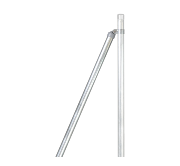 Brace, Material: raw steel, Surface: hot-dip galvanised, for setting in concrete, Length: 2250 mm, Tube Ø: 42 mm, Wall thickness: 1.5 mm, 15-year warranty against rusting through
