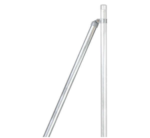 Brace, Material: raw steel, Surface: hot-dip galvanised, for setting in concrete, Length: 2500 mm, Tube Ø: 42 mm, Wall thickness: 1.5 mm, 15-year warranty against rusting through