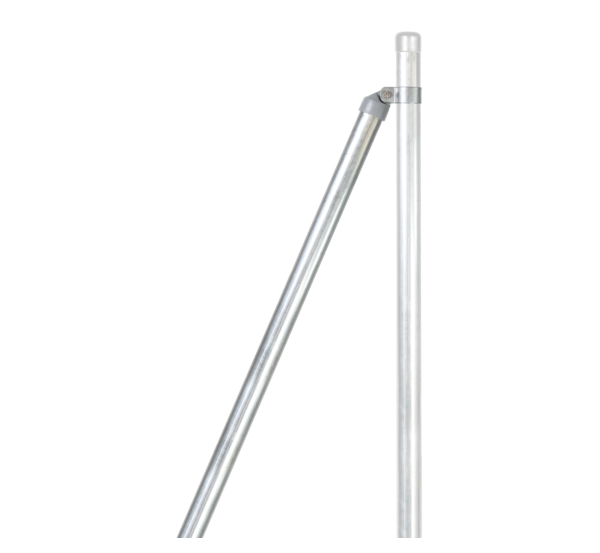 Brace, Material: raw steel, Surface: hot-dip galvanised, for setting in concrete, Length: 1750 mm, Tube Ø: 48 mm, Wall thickness: 1.5 mm, 15-year warranty against rusting through