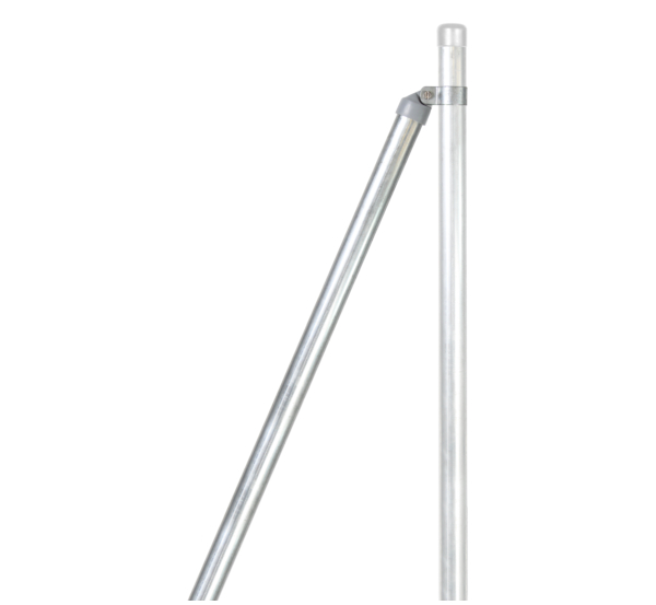 Brace, Material: raw steel, Surface: hot-dip galvanised, for setting in concrete, Length: 2250 mm, Tube Ø: 48 mm, Wall thickness: 1.5 mm, 15-year warranty against rusting through