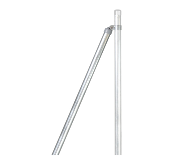 Brace, Material: raw steel, Surface: hot-dip galvanised, for setting in concrete, Length: 2500 mm, Tube Ø: 48 mm, Wall thickness: 1.5 mm, 15-year warranty against rusting through
