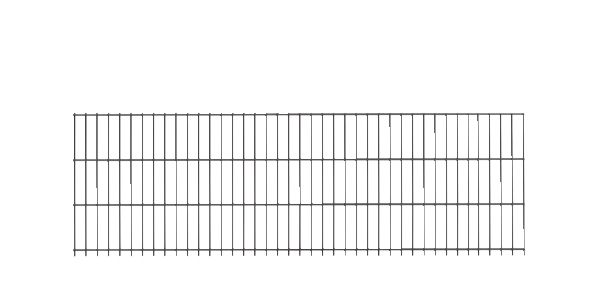 Doppelstab-Gittermatte, Typ 6/5/6, mit Überstand, Material: Stahl roh, Oberfläche: verzinkt, anthrazit kunststoffbeschichtet RAL 7016, Breite: 2500 mm, Höhe: 630 mm, Maschenweite: 50 x 200 mm, 15 Jahre Garantie gegen Durchrosten