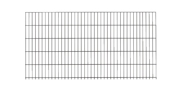 Doppelstab-Gittermatte, Typ 6/5/6, mit Überstand, Material: Stahl roh, Oberfläche: verzinkt, anthrazit kunststoffbeschichtet RAL 7016, Breite: 2500 mm, Höhe: 1430 mm, Maschenweite: 50 x 200 mm, 15 Jahre Garantie gegen Durchrosten