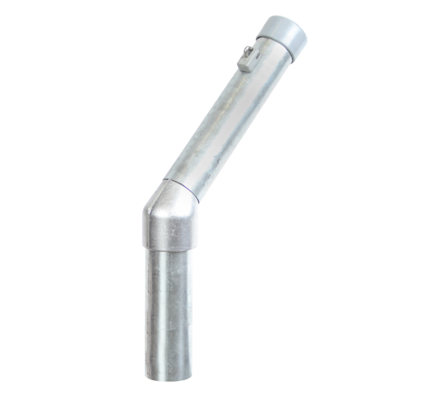 Stacheldrahtaufsetzer, einseitige Steckverbindung, Material: Stahl roh, Oberfläche: feuerverzinkt, Länge: 500 mm, Abwinkelung: 45 °, Aufsetzer-Ø: 42 mm, Pfosten-Ø: 42 mm, Anzahl Drahthalter: 3, 15 Jahre Garantie gegen Durchrosten