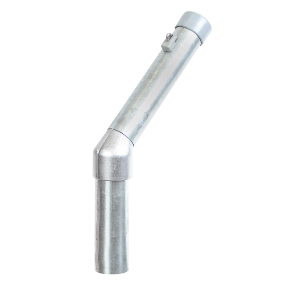 Stacheldrahtaufsetzer, einseitige Steckverbindung, Material: Stahl roh, Oberfläche: feuerverzinkt, Länge: 500 mm, Abwinkelung: 45 °, Aufsetzer-Ø: 48 mm, Pfosten-Ø: 60 mm, Anzahl Drahthalter: 3, 15 Jahre Garantie gegen Durchrosten