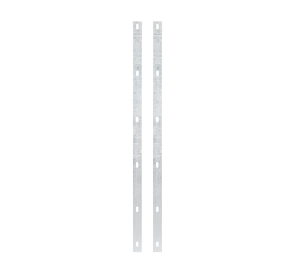 Set of Step² flat irons, drilling distance 200 mm, for fixing of double bar grating panels to gabion wall posts, Material: raw steel, Surface: hot-dip galvanised passivated, Contents per PU: 2 Piece, Length: 1020 mm, Width: 40 mm, For gabion height: 1000 mm, Material thickness: 4.00 mm, No. of holes: 12, Hole: 25 x 10 mm, 15-year warranty against rusting through