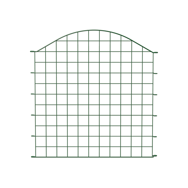 Teich-Zaunfeld, Bogen mittig oben, Material: Stahl roh, Oberfläche: grün kunststoffbeschichtet, Gesamtbreite: 777 mm, Höhe mittig: 785 mm, Höhe außen: 665 mm